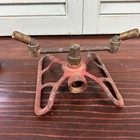 2 Antique Cast Iron And Brass Lawn Sprinklers Two Nozzle Rotating And Spike