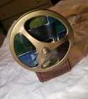 Corki Weeks     Large Brass   Glass Kaleidoscope W  Wood Base 
