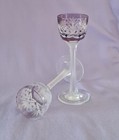 Two Pcs Antique Amethyst Cased Cut To Clear Crystal Cordial Glasses