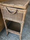 Antique Victorian Wicker Sewing Basket Stand With Lower Shelf