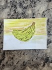 Aceo Original Mixed Media Painting Art Card Bananas