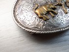 Vintage Fleming Sterling Silver Western Belt Buckle Engraved Rodeo Cowboy Floral