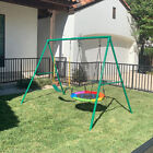 440lb Metal Swing Set Heavy Duty Kids Outdoor Backyard Play With 2 Swings  Frame