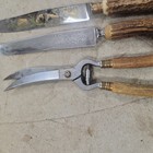 Vintage Anton Wingen Jr  Solingen Germany Stag Handle Carving Set