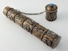 1800s Tibetan Buddhist Copper Silver Brass Prayer Scroll Incense Holder 10 5 