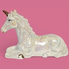 Vintage Iridescent Porcelain Ceramic Unicorn Figurine 6 5 