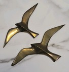 2 Brass Seagulls Flying Birds Wall Hanging Decor Small Mcm Vtg 70s 7 75    6 5 
