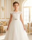 Lace Tulle Communion Dress   Flower Girl Dress   Vinam Boutique