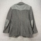 Pendleton Western Wool Blazer Mens 44 Long Gray Herringbone Suede Yoke Elbow