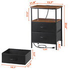 Set Of 2 Nightstand Bedside Table 2 Drawers With Charging Station And Usb Ports