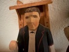 Set Of 2 Vintage Huggler Carved Wooden Statue Figure Swiss Hiking Man Woman  6 