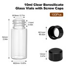 100pcs 10ml Clear Glass Vials With Screw Caps Small Liquid Sample Vial Leakproof