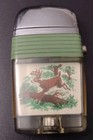 Vintage Scripto Vu Lighter Deer Outdoor Scene Doe Buck Running  good Shape  