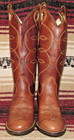 Kids  Vintage Texas Brand Marbled Brown Leather Cowboy Boots 4 D New With Box