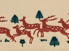 Vtg Mcm Retro Modern Reindeer Deer Xmas Tree Holiday Geometric Tablecloth 48x55