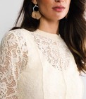 Gimmicks Creamy Beige Sz Jr Medium Casual Or Dress Long Sleeve Lacy Shirt