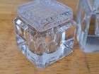 3 Vintage Glass Inkwells Set Or No  Beveled Edges W lids Read Desc 
