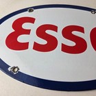 Vintage Esso Porcelain Gasoline Sign - Gas Motor Oil Service Pump Sign