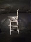 Vintage Miniature Dollhouse Furniture White Wire Wicker Chair Victorian