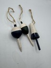 Lot Of 3 Vintage Rustic Wooden Fishing Bobber Christmas Ornaments Folk Art Maine