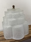 Vintage Antique Art Deco Skyscraper Frosted Glass Light Shade 6 5  Tall X 5 5  W