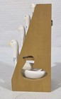 Vtg Ceramic Goose Measuring Spoon Set Of 4 Wooden Display Rack Kitchen Decor