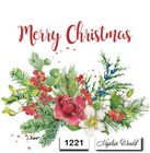  1221  Two Paper Luncheon Decoupage Art Craft Napkins - Merry Christmas Flowers