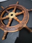 Wood And Brass Ship Wheel 11 Inches Good Shape