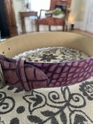 Women   s Purple Textured Croc Embossed Wide Belt Round Silver Buckle Sz S