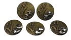 5 Antique Brass Duck Buttons Late 1800s Art Nouveau Pond Scene Cattails 15mm