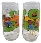 1980s Camp Snoopy Mcdonalds Glasses Set Of 2 Vintage Peanuts Comic Design 6 