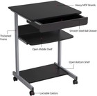 Rolling Computer Desk Mobile Laptop Pc Table W drawer keyboard Tray Home Office