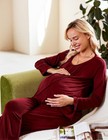 Ekouaer Maternity Nursing Pajama Set Long Sleeve Medium  A Wine Red