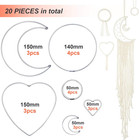 20 Pieces Metal Dream Catcher Rings Circle Heart Moon Shaped Macrame Hoop 
