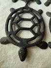 Lot Of 4 Vtg Cast Iron Turtle Trivets Hexagon Shell Design Kitchen Decor
