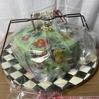 Mackenzie-childs Green Flower Market Cake Carrier new In Box Rare Color