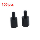 M3 8 6mm Nylon Male Female Thread Hex Nuts Spacer Standoff Screw Pcb Pillar Blac