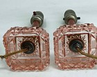 Vintage Pair Pink Cut Depression Glass   Bakelite Art Deco Dress Lamps  wow  