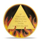 1 Year Sobriety Coin Gold Flames Aa Chip Alcoholic Anonymous Medallion