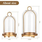 Vintage Brass Metal Candle Lantern With Thick Glass Dome Set 5 25 x10  