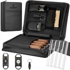 Portable Leather Cigar Humidor Case With Accessories Gift Set  black  Travel Hum