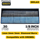 30x Diamond Drill Bits For Glass  Sea Shells  Stones   1mm   3mm Set   Dremel Rota