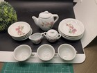Vintage Tea Party Children   s Porcelain Dishes Floral White Pink 16 Piece