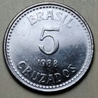 Brazil 1988 - 5 Cruzados - Uncirculated Vintage Coin - Km 606 25mm