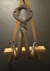 Primitive Hand Forged Iron Big Heavy Double Wall Hook Rustic Farmhouse Tack Hook