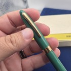 Nos Rare Sheaffer Snorkel  Green Plastic Fountain Pen 14k Fine Nib Gold Trim