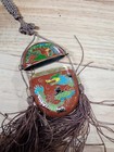 Vintage Asian Cloisonne Enamel Dragon Opium Snuff Box Necklace