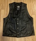 Men   s Harley Davidson Hd Legendary Eagle Black Leather Vest Snap   Size Large