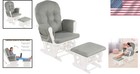 Nursery Glider Ottoman Set Upholstered Comfort Rocker With Storage Light Gray