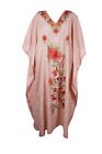 Womens Embroidered Kaftan Long Dresslemonade Pink Floral Embroidery Caftan L-2xl